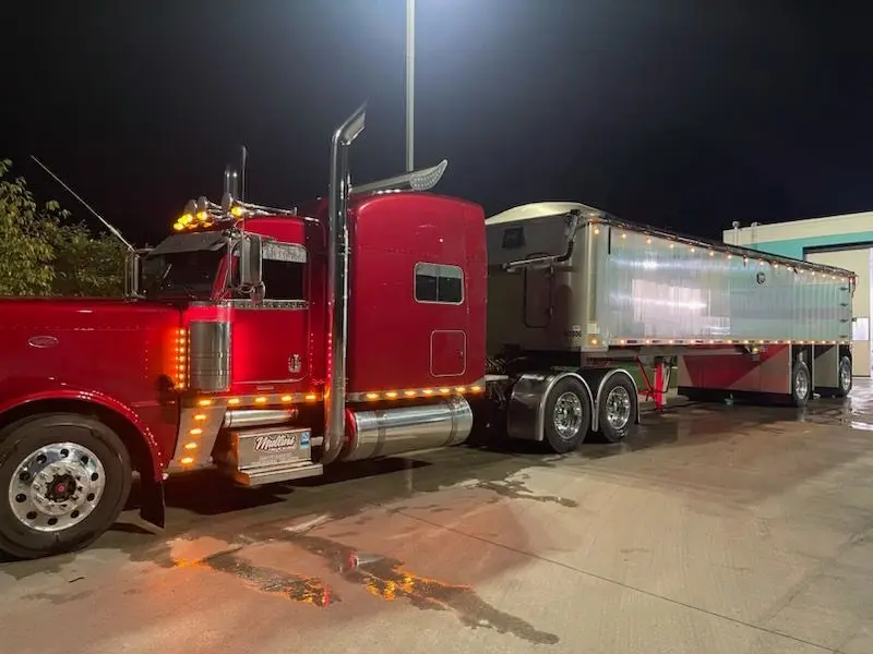 Mullins Trucking rig at night